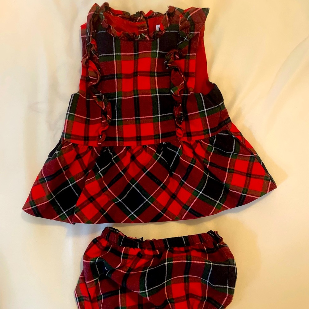 Janie and Jack holiday plaid 2 piece set girl 18-24 months
